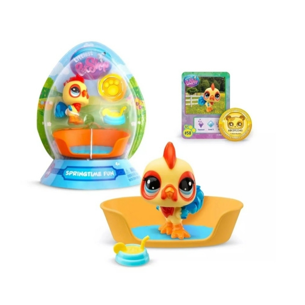 New Littlest Pet Shop Springtime Fun Collectible Rooster Figure.